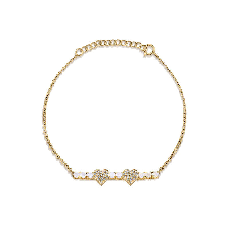 “Heartline Luxe” S925 Sterling Silver Zircon Heart Bracelet