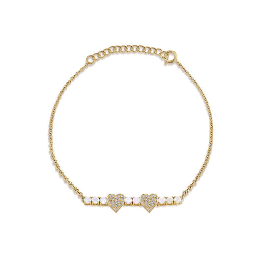 “Heartline Luxe” S925 Sterling Silver Zircon Heart Bracelet