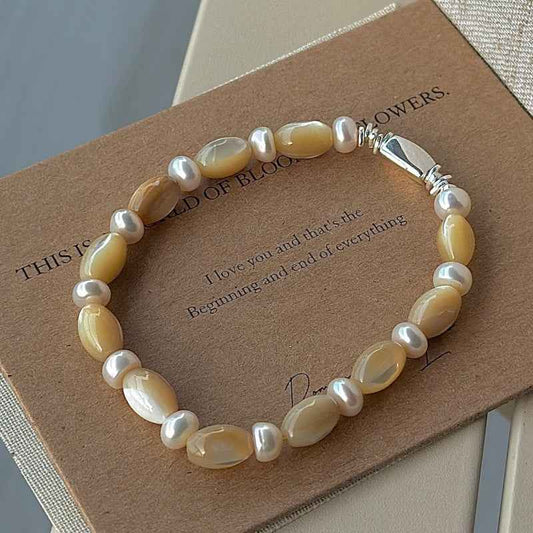 Soft Dune Vintage Beaded Bracelet S925 Sterling Silver Pearl