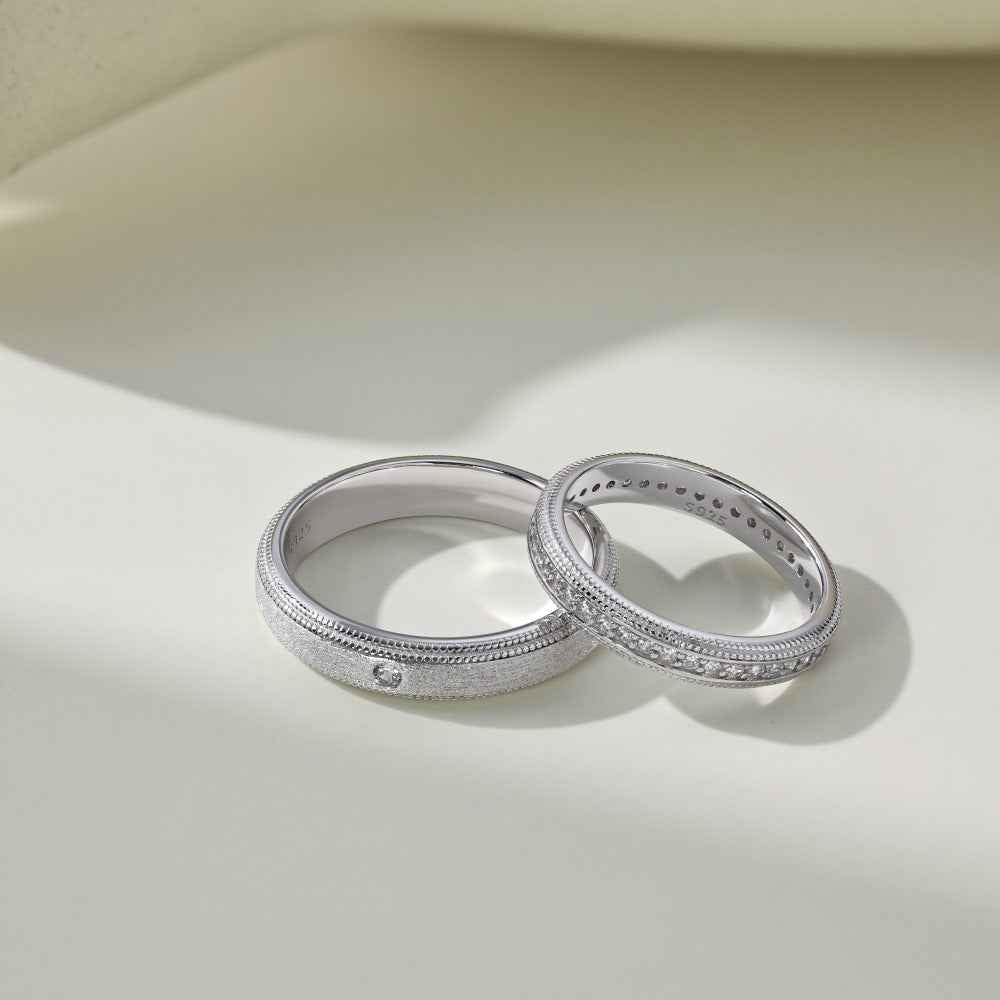 925 Sterling Silver Eternal Grace Couple Rings Minimalist Matching Rings