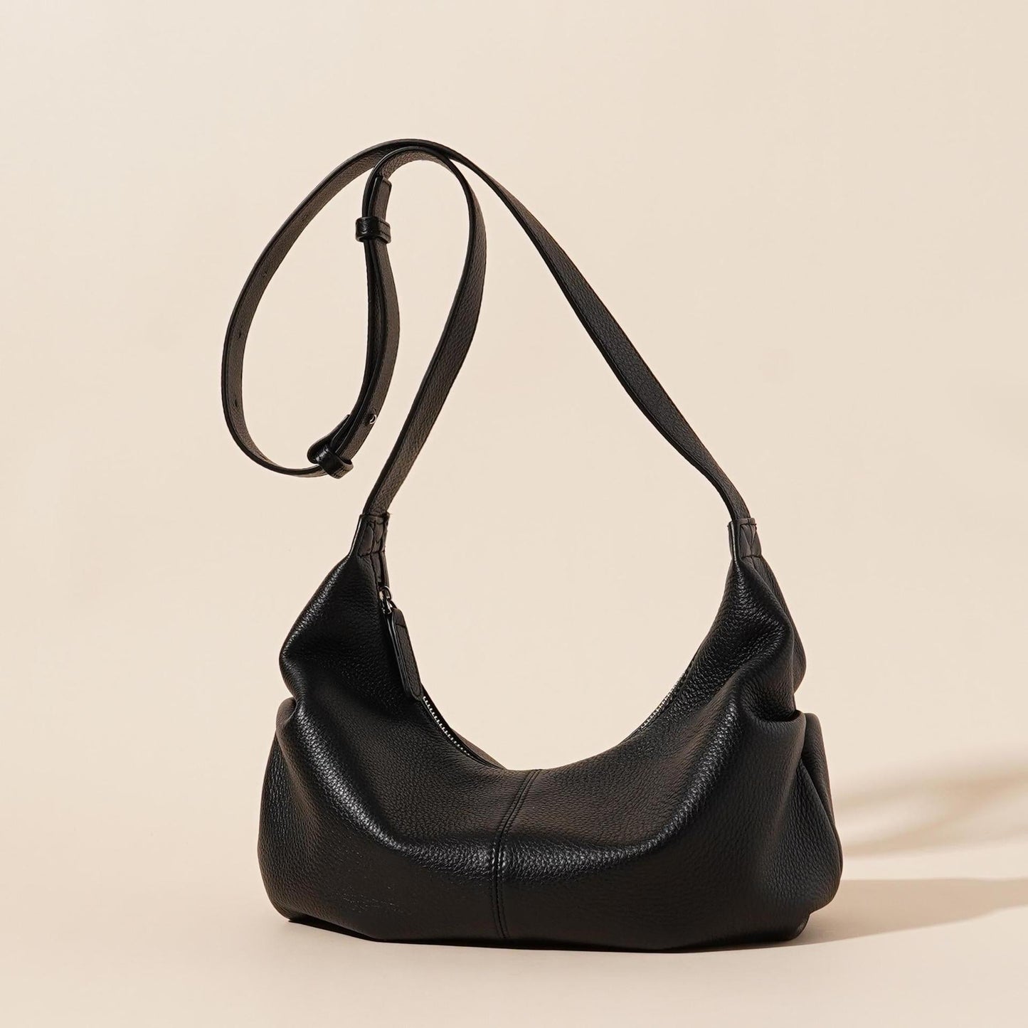 Women's Pebbled Cowhide Slouch Crescent Hobo Bag