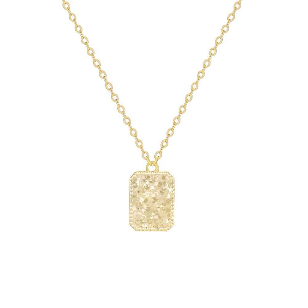 925 Sterling Silver Gleam Square Textured Rectangle Pendant Necklace