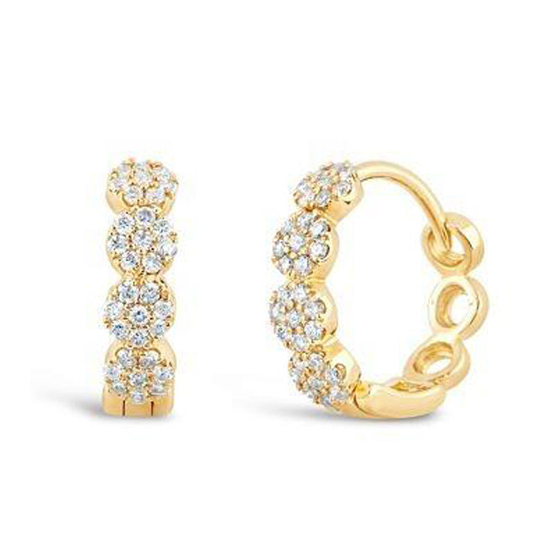 “Petal Radiance” S925 Sterling Silver Zircon Flower Hoop Earrings