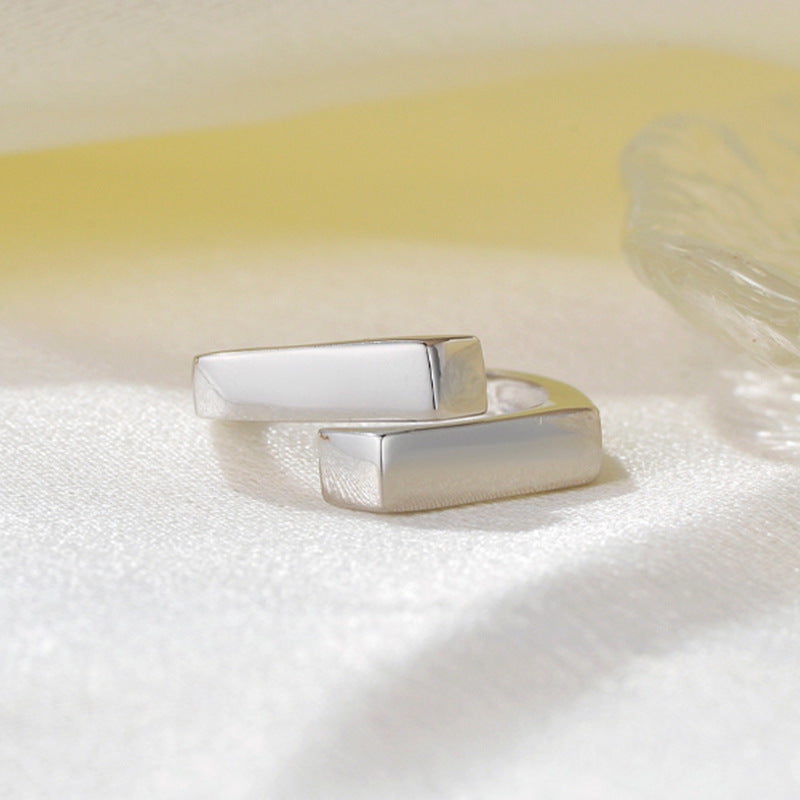 “Crossed Grace” S925 Sterling Silver Open Adjustable Geometric Ring