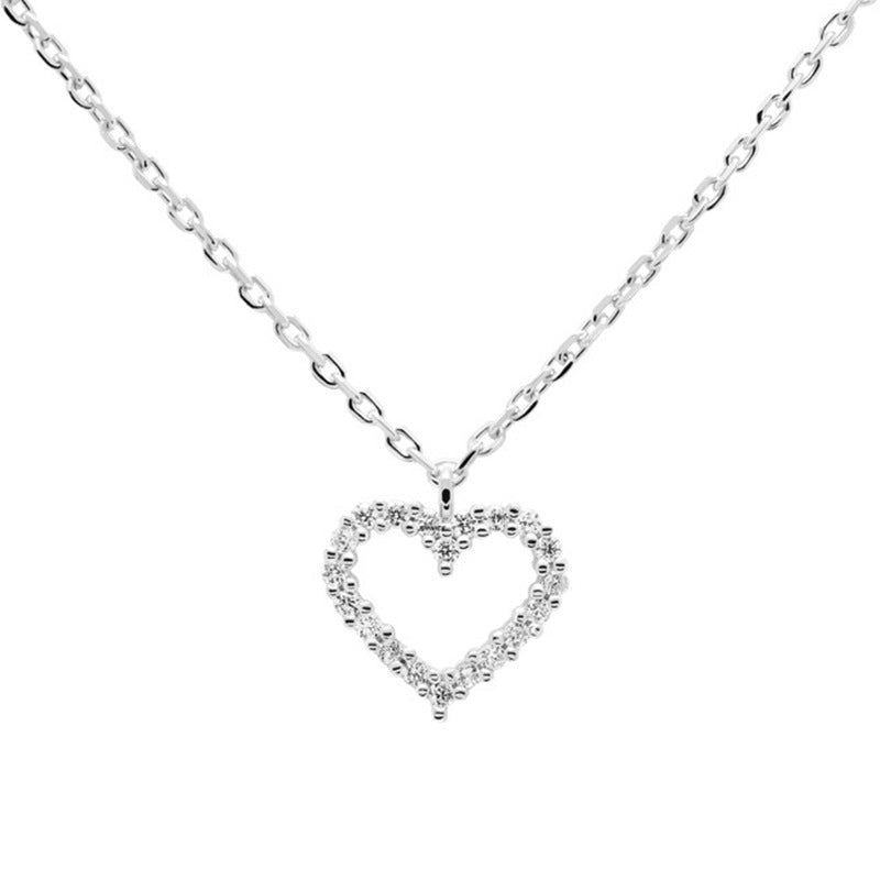 “Cupid Heartline” S925 Sterling Silver Openwork Heart Necklace