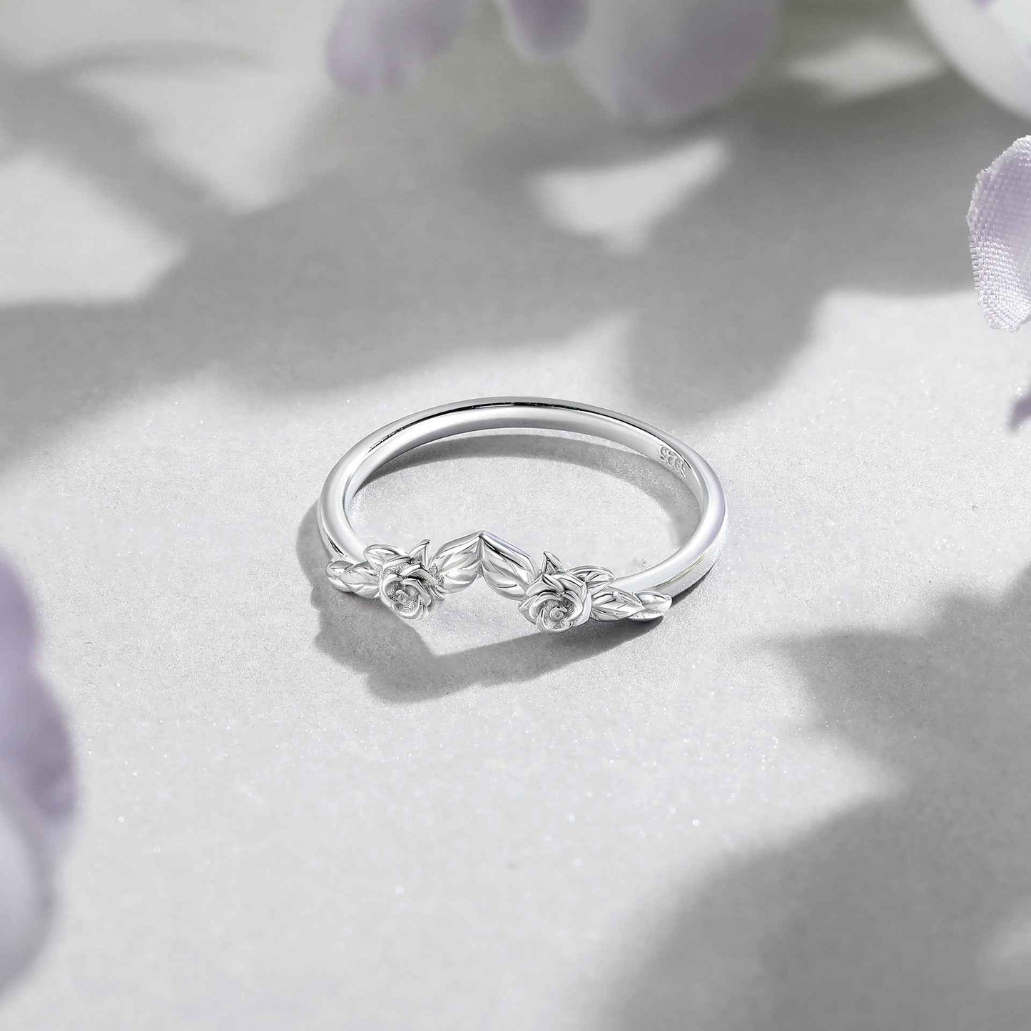 Rose Tiara S925 Silver 1.5CT Pear Cut Floral Ring Set