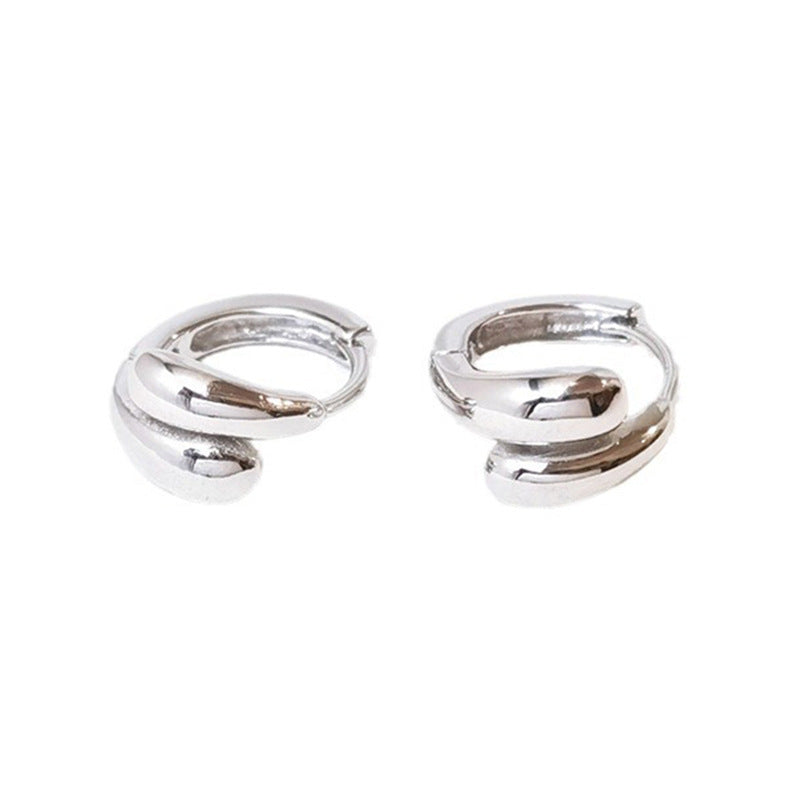 “Sleek Contour” S925 Sterling Silver Minimalist Hoop Earrings