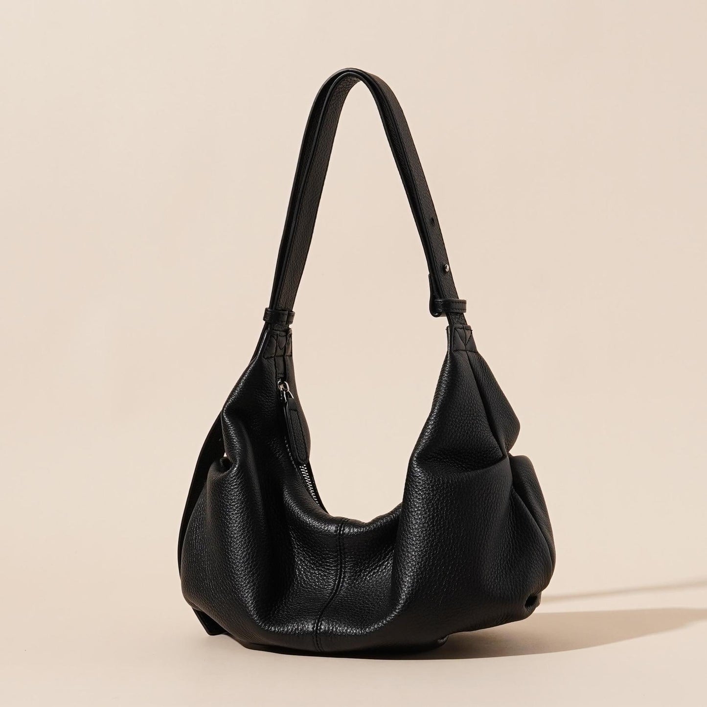 Women's Pebbled Cowhide Slouch Crescent Hobo Bag