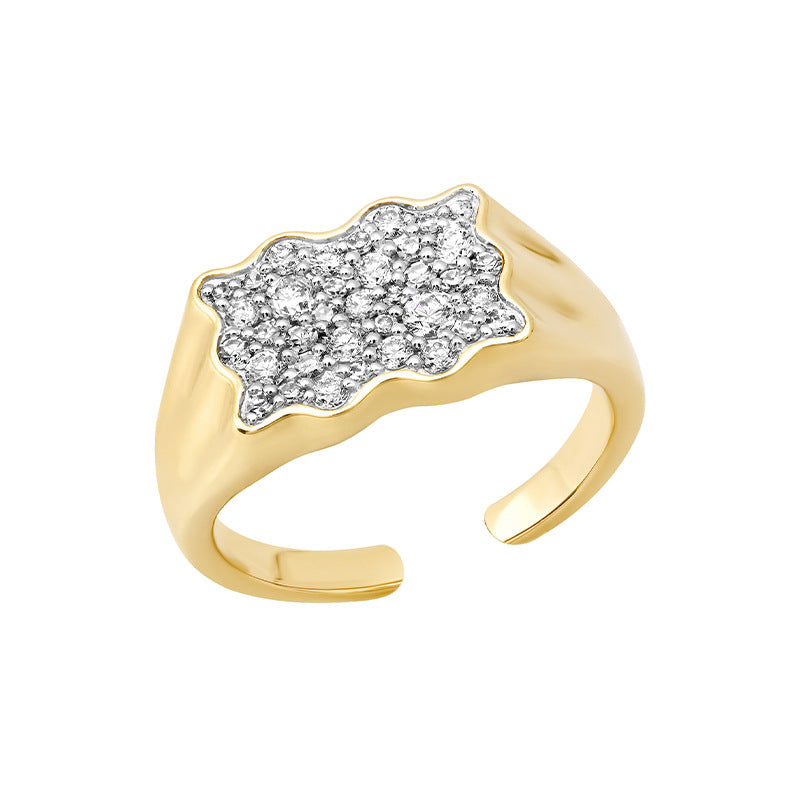 “Luxe Frame” S925 Sterling Silver Open Adjustable Geometric Zircon Ring