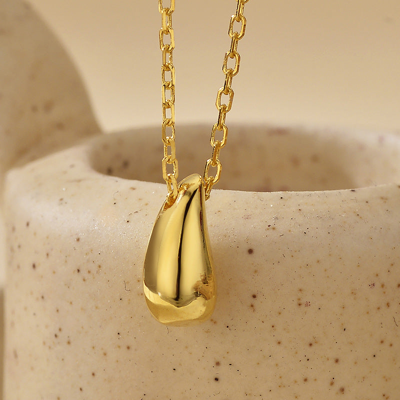“Teardrop Muse” S925 Sterling Silver Minimalist Teardrop Pendant Necklace