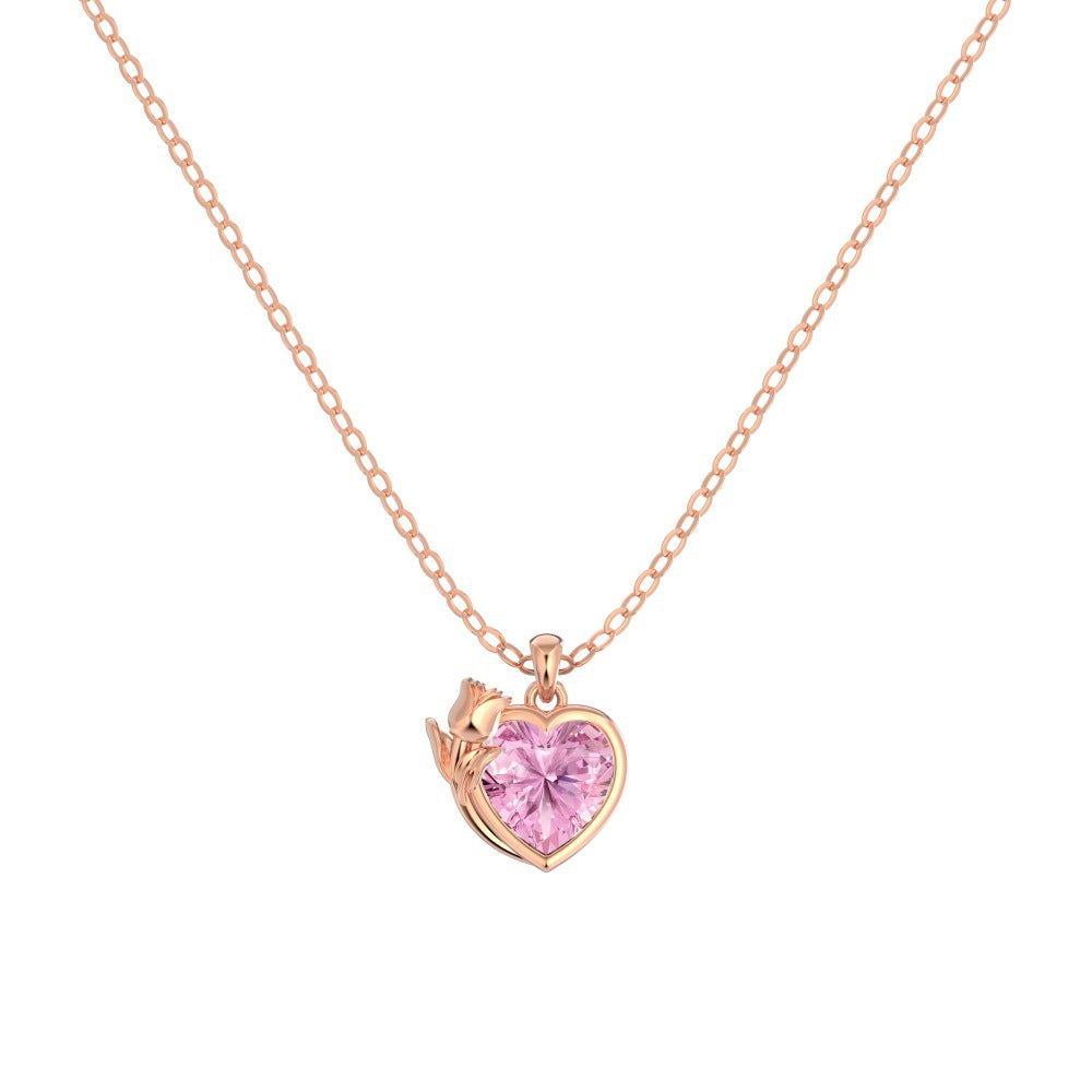 925 Sterling Silver Pink Heart Necklace & Ring Set – Blush Rose Vow
