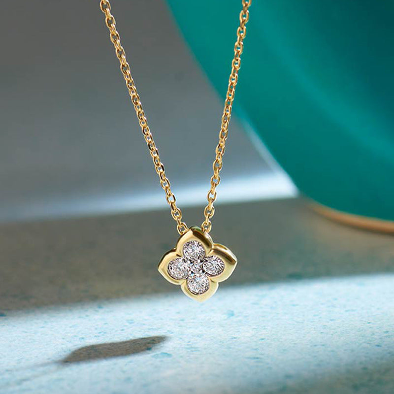 “Clover Muse” S925 Sterling Silver Four-Leaf Clover Necklace