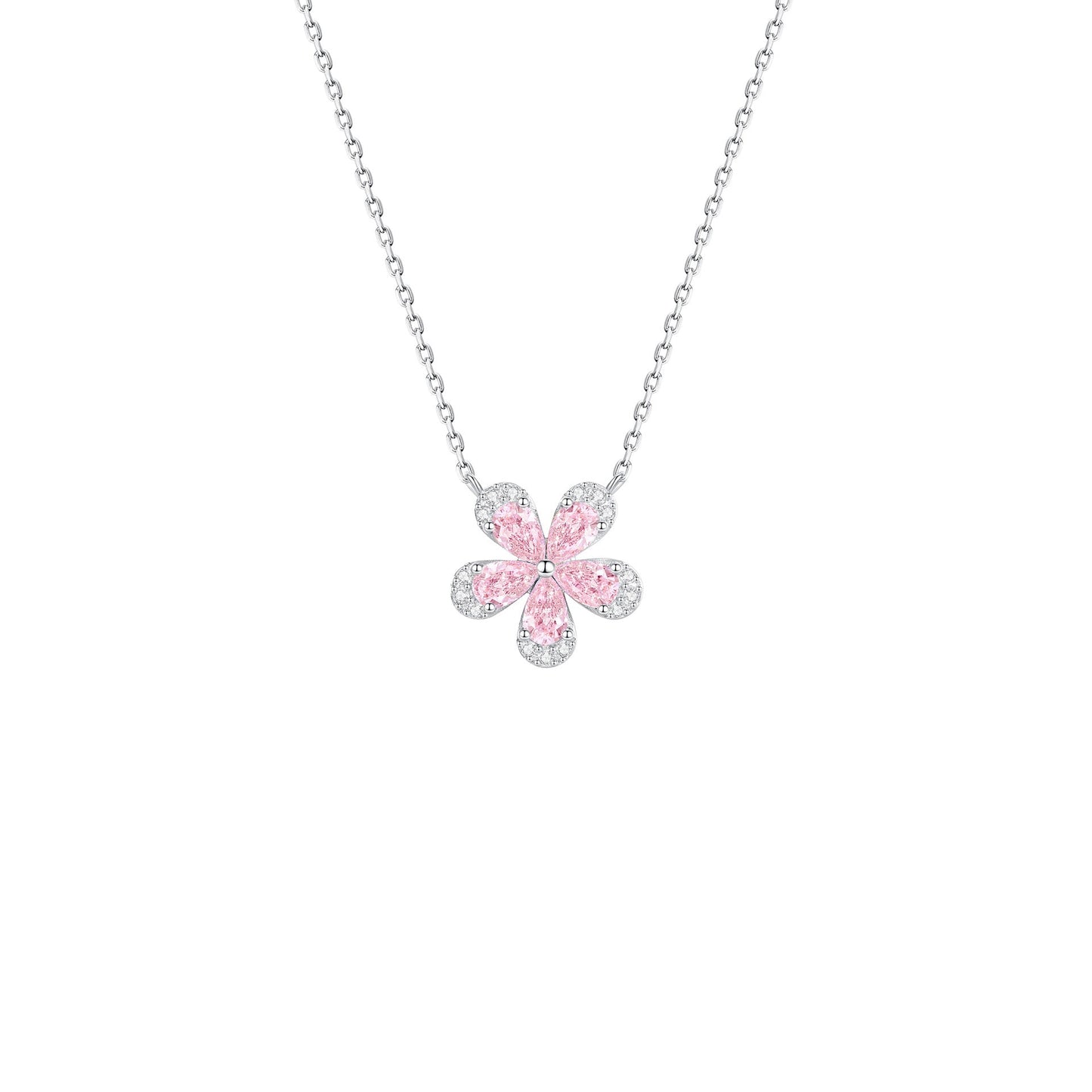 Blush Sakura Pink Blossom Jewelry Set S925 Sterling Silver Necklace Bracelet