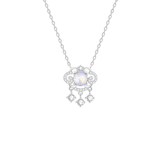 925 Sterling Silver Opalescent Crystal Lock Necklace – Aurora Bless