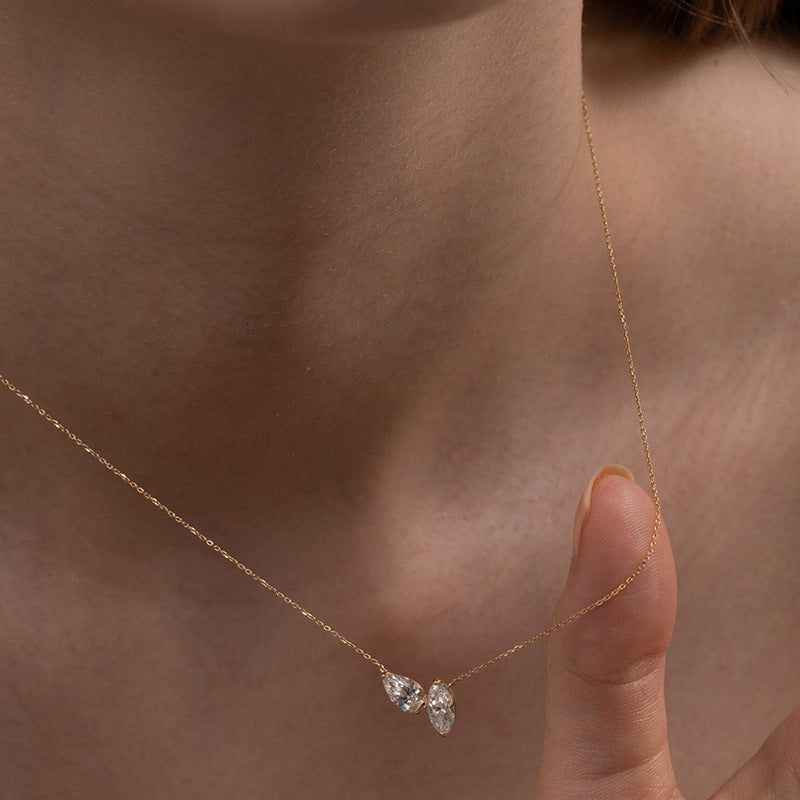 “Teardrop Eclat” S925 Sterling Silver Pear-Shaped Zircon Pendant Necklace