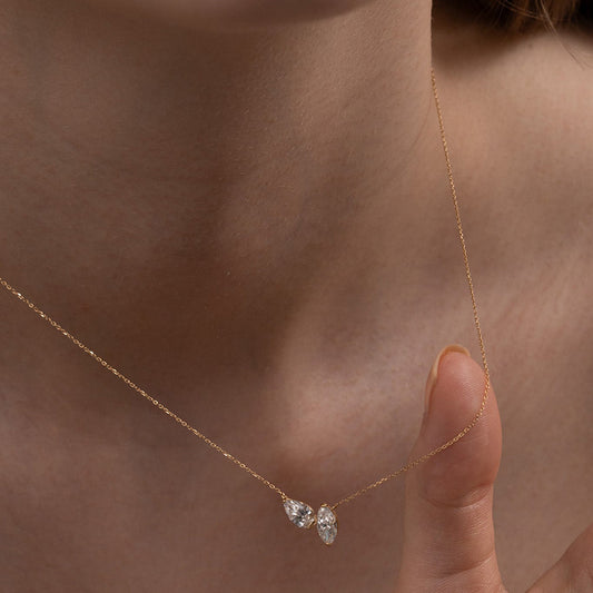 “Teardrop Eclat” S925 Sterling Silver Pear-Shaped Zircon Pendant Necklace