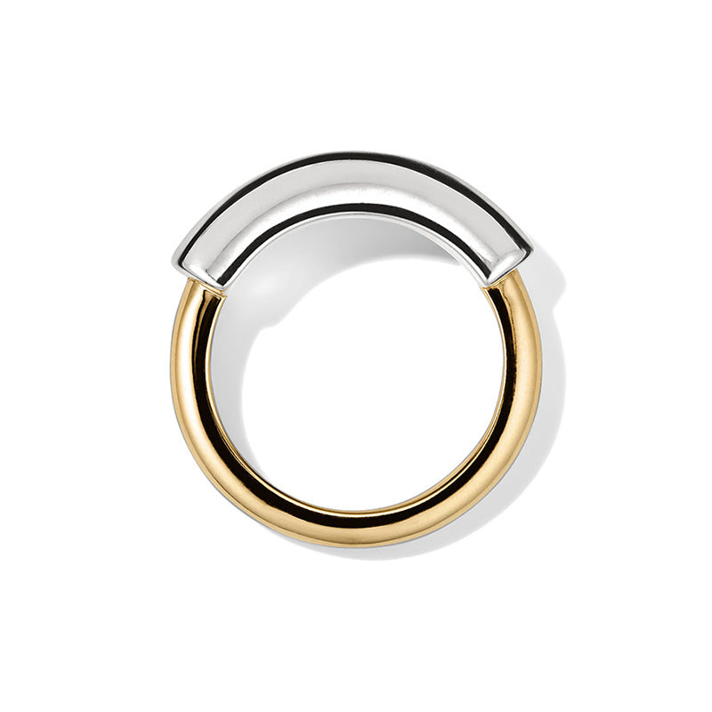 “Dual Essence” S925 Sterling Silver Two-Tone Minimalist Ring