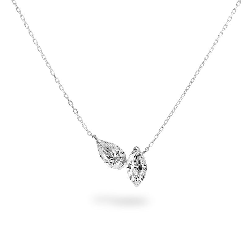 “Teardrop Eclat” S925 Sterling Silver Pear-Shaped Zircon Pendant Necklace