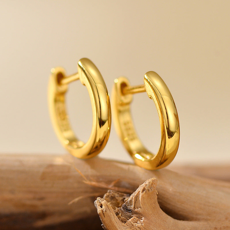 “Classic U Muse” S925 Sterling Silver Minimalist U-Shaped Hoop Earrings