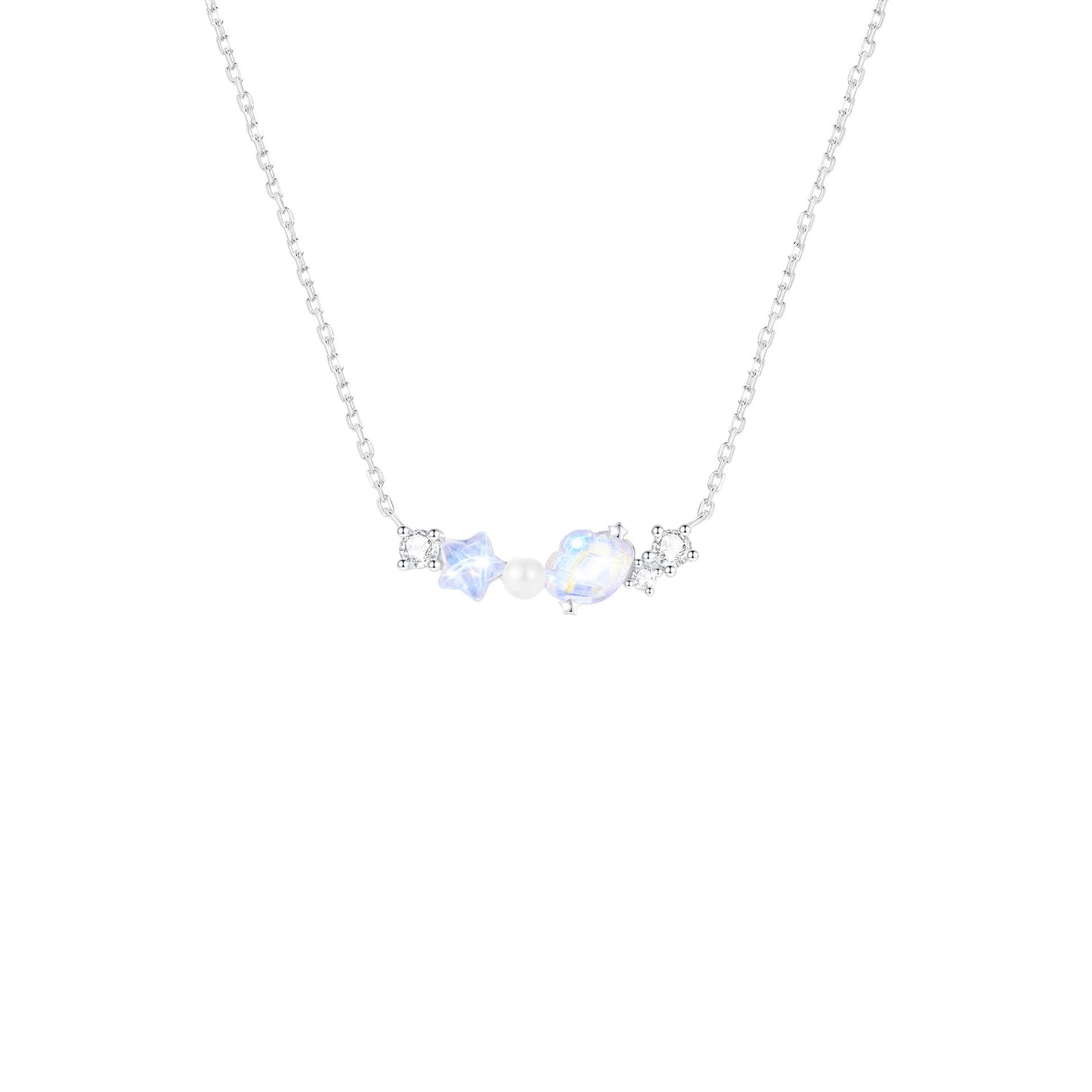 Aurora Shell Opalescent Shell Jewelry Set S925 Sterling Silver Necklace Earrings Ring
