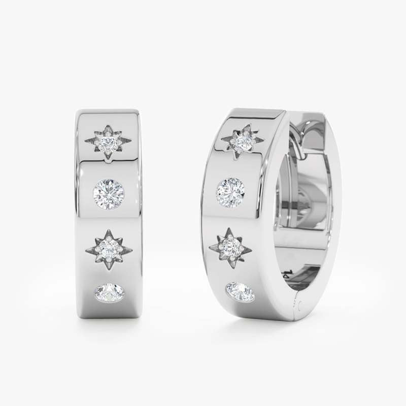 “Starburst Halo” S925 Sterling Silver Starburst Hoop Earrings