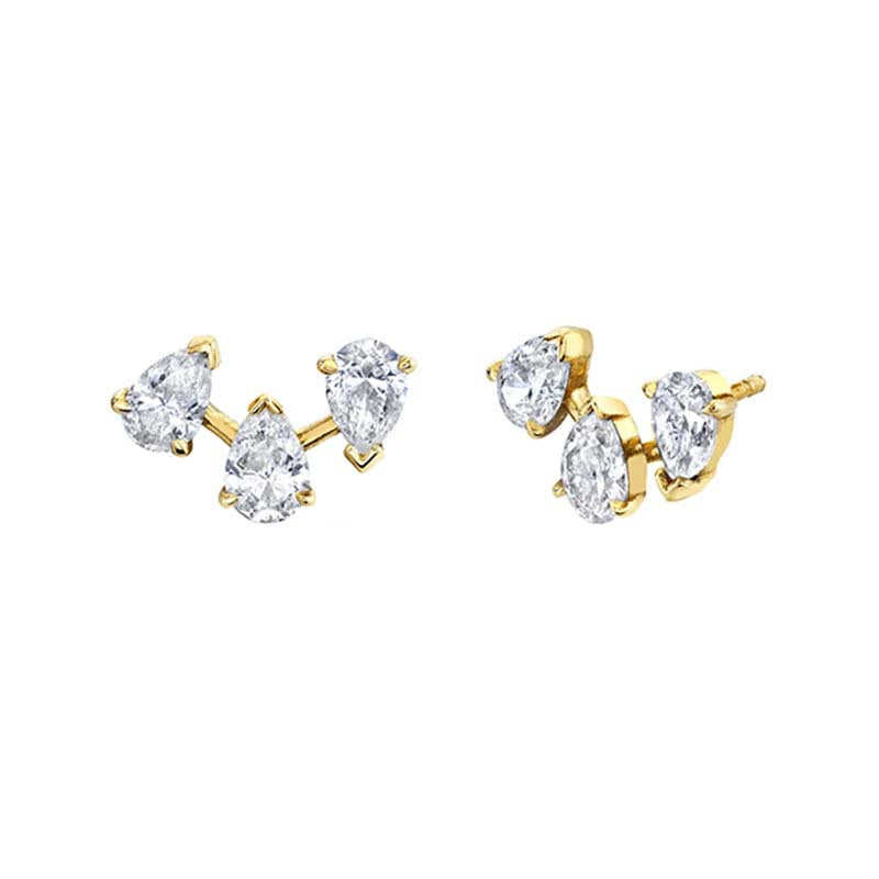 “Dewline Chic” S925 Sterling Silver 5A Zircon Teardrop Stud Earrings