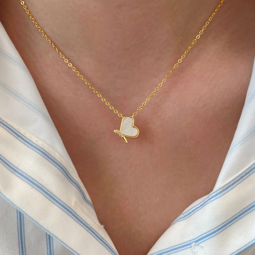 Butterheart S925 Silver Mother-of-Pearl Butterfly Necklace