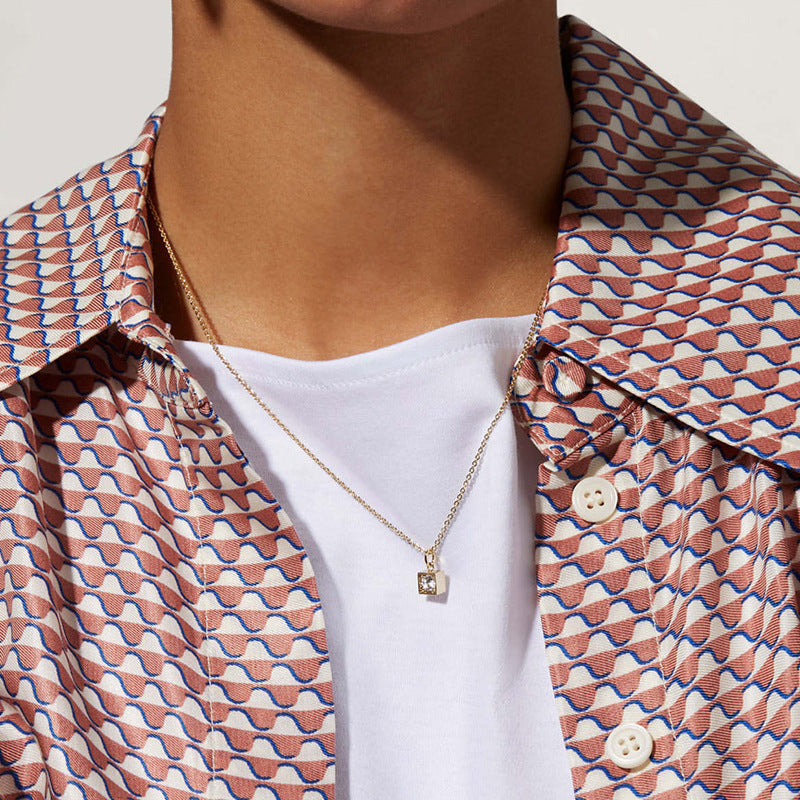 “Square Orbit” S925 Sterling Silver Geometric Circle Necklace
