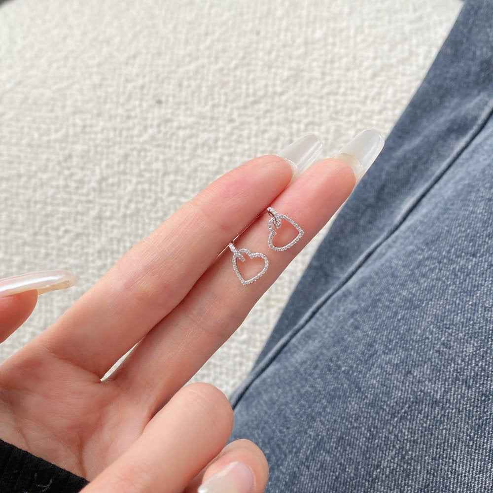 Lovette Halo S925 Sterling Silver Pavé Heart Stud Earrings