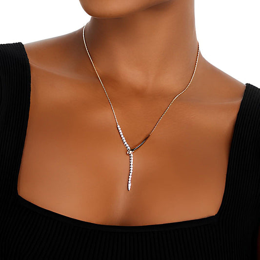925 Sterling Silver Geometric Tassel Necklace – Linear Grace