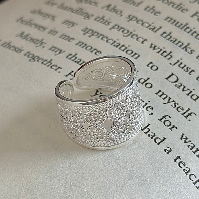 “Vintage Lace” S925 Sterling Silver Open Adjustable Vine Ring