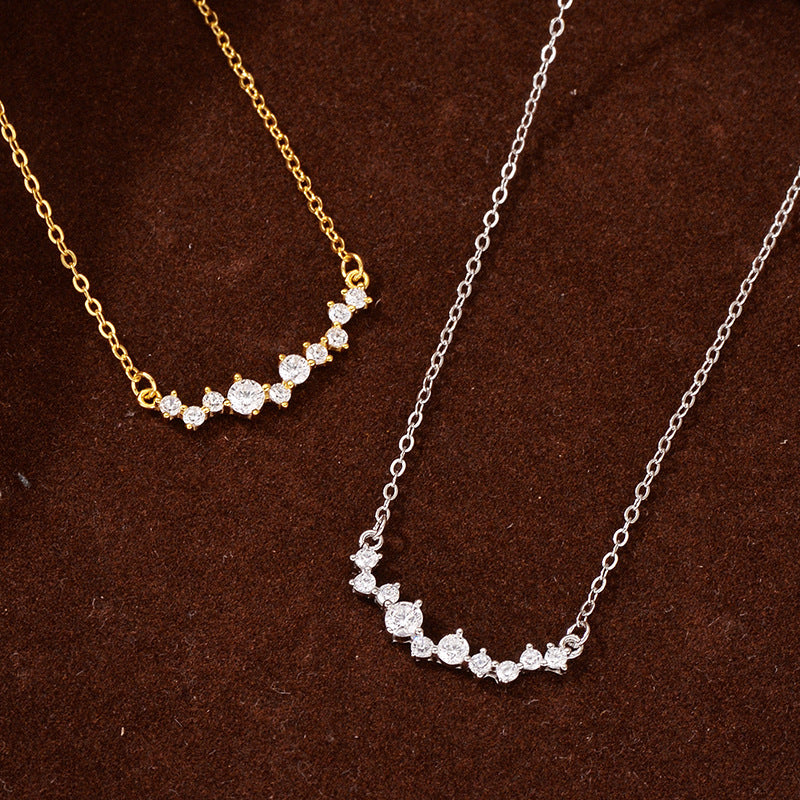 “Smile Eclat” S925 Sterling Silver Zircon Smile Pendant Necklace