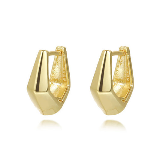 “Angular Muse” S925 Sterling Silver Irregular Geometric Hoop Earrings