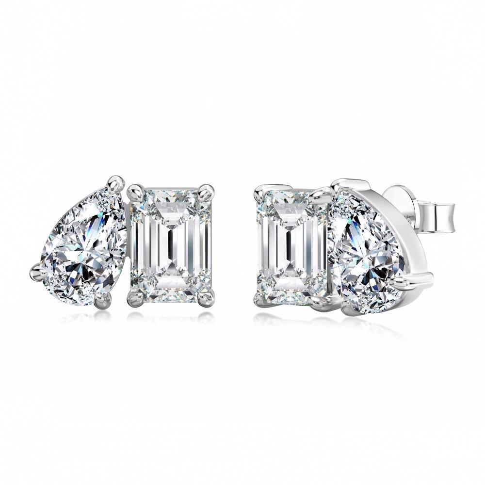 “Moissanite Radiance” S925 Sterling Silver Double-Stone Jewelry Set