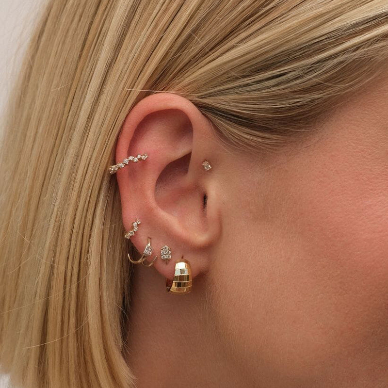 “Checkered Muse” S925 Sterling Silver Checkered Hoop Earrings