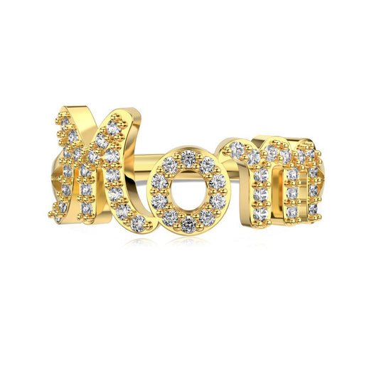 Mom Radiance Pavé MOM Letter Ring S925 Sterling Silver 5A Zircon