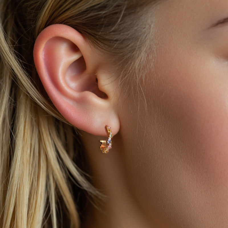 “Trapezoid C” S925 Sterling Silver Geometric C-Hoop Stud Earrings