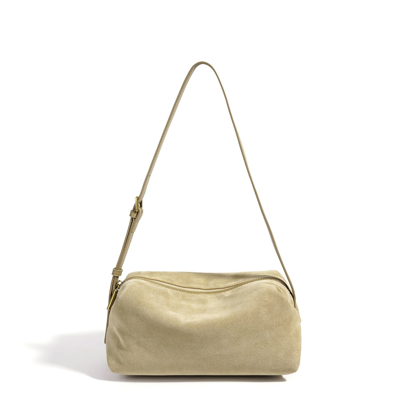 Women's Suede Leather Slouchy Clutch Bag with Adjustable Strap