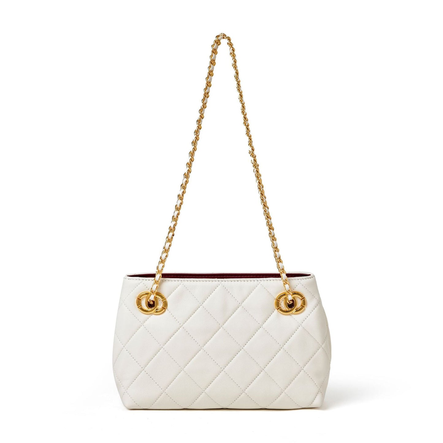 Women's Quilted Sheepskin Chain Mini Tote Bag