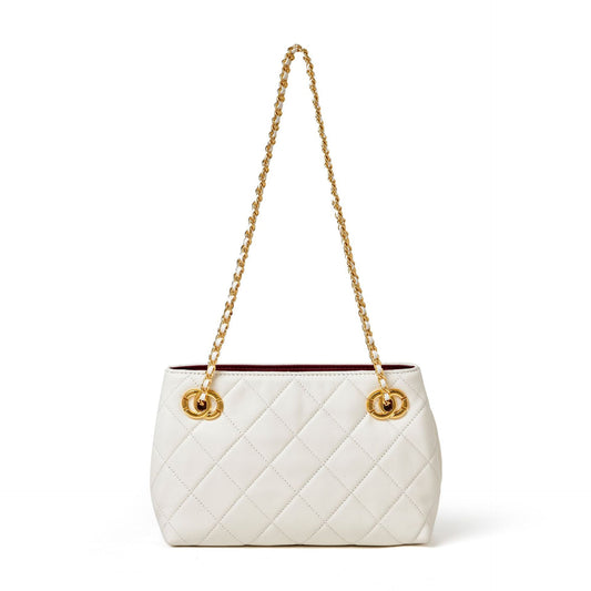 Women's Quilted Sheepskin Chain Mini Tote Bag