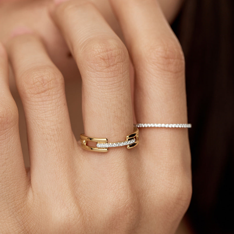 “Lumiere Loop” S925 Sterling Silver Irregular Zircon Ring