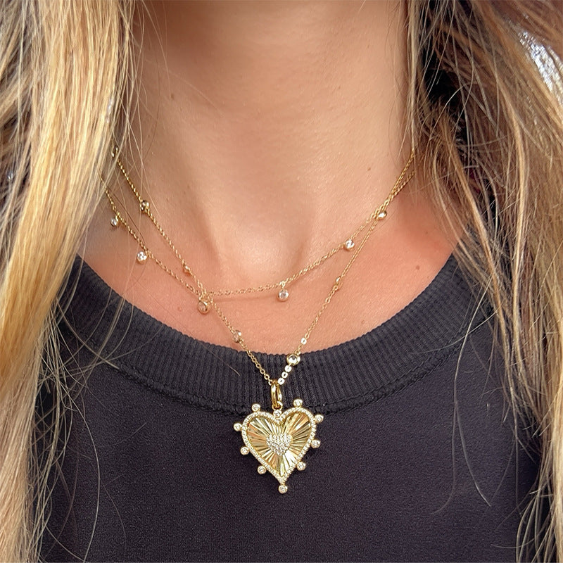 “Heartline Luxe” S925 Sterling Silver Zircon Heart Necklace