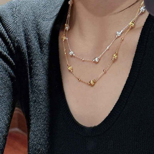 S925 Sterling Silver Cat’s Eye Beads Necklace Adjustable Chain