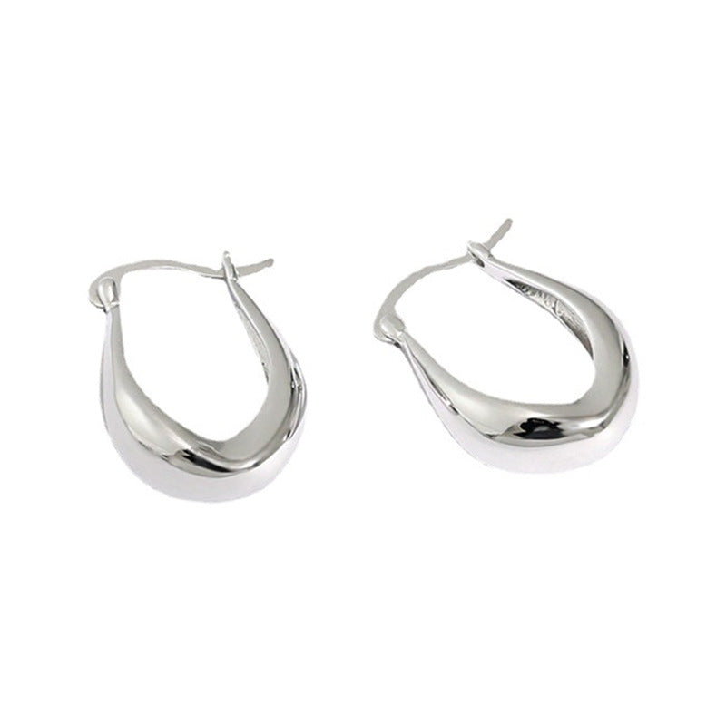 “Polished Arc” S925 Sterling Silver U-Shaped Hoop Earrings