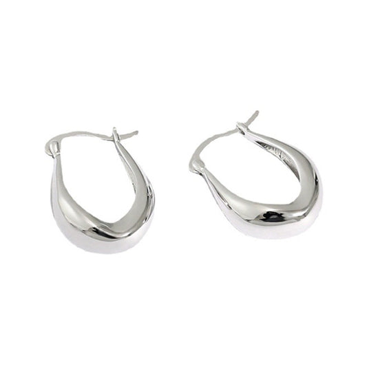 “Polished Arc” S925 Sterling Silver U-Shaped Hoop Earrings
