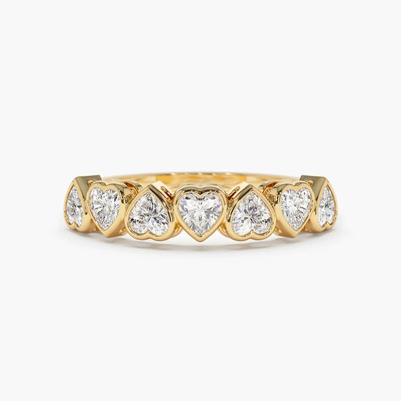 “Heartfall” S925 Sterling Silver Pave Heart Ring