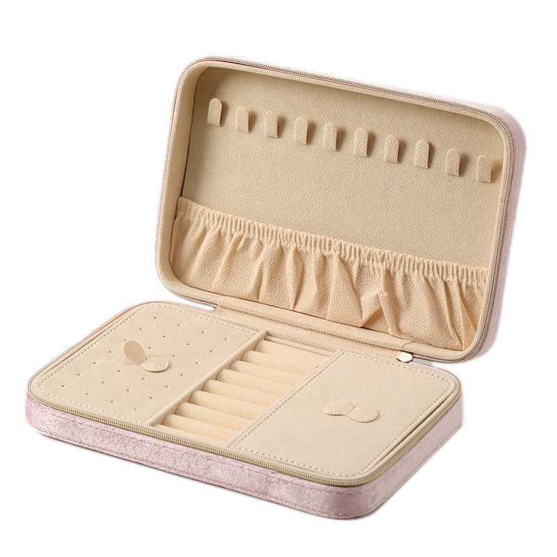Velvet Jewelry Case with Mirror Travel Jewelry Organizer