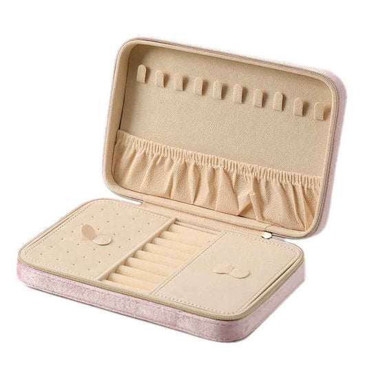 Velvet Jewelry Case with Mirror Travel Jewelry Organizer