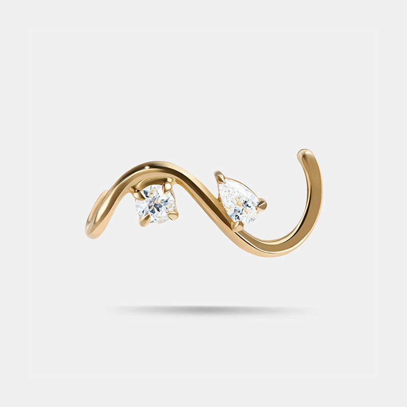 “Sculpted Sway” S925 Sterling Silver S-Curve Stud Earrings with Sparkling Accents