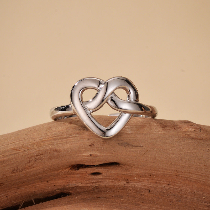 “Intertwined Hearts” S925 Sterling Silver Open Heart Ring